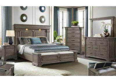 King Bed, Dresser & Mirror + Chest & Nightstand 