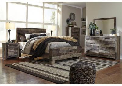 Derekson Multi Gray King Panel Bed w/Dresser, Mirror + FREE Mattress
