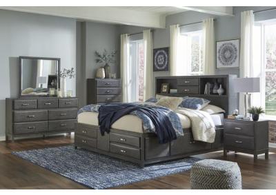 Caitbrook King Storage Bed w/Dresser, Mirror, Chest & Nightstand + FREE MATTRESS 