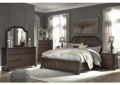 Image for Adinton Brown King Storage Bed w/Dresser & Mirror + FREE SMART TV