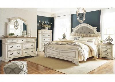 Realyn King Panel Bed, Dresser & Mirror + Chest & Nightstand + FREE Mattress