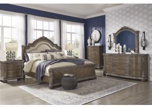 Image for Charmond Queen Upholstered Panel Bed w/Dresser & Mirror