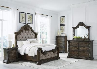 Image for Maylee Queen Upholstered Bed with Dresser & Mirror + FREE Mattress