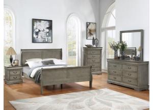 Image for Louis Philip Gray King Bed w/Dresser and Mirror, Chest + FREE Nightstand