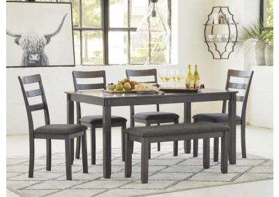 Bridson Gray Rectangular Table Set + FREE Bench 