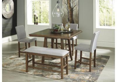 Image for Glennox Square Counter Height Table w/4 Upholstered Bar Stools & Upholstered Bench