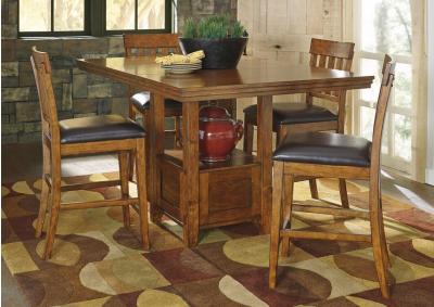 Ralene Rectangular Counter Height Extension Table w/ 4 Bar Stools