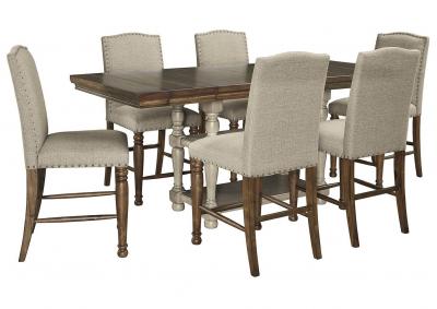 Lettner Gray/Brown Counter Table w/6 Counter Chair