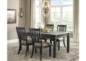 Image for Tyler Creek Black/Gray Rectangular Dining Table w/4 Upholstered Dining Chairs