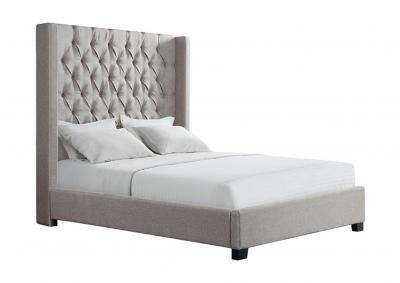 Grey King Upholstered Bed