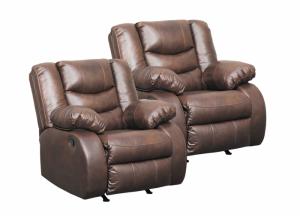 Image for Neverfield Chocolate Leather Rocker Recliner - Buy One Get One Free 